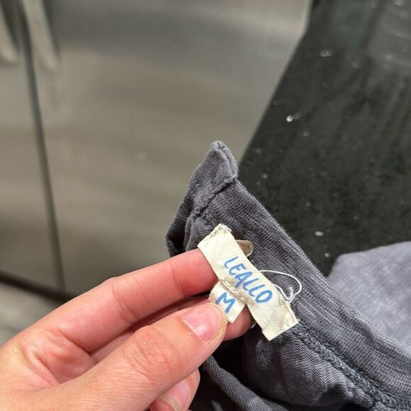 Leallo Womens Gray Tie Waist Split Back Cotton Cuffed Jumpsuit Size Medium - Picture 3 of 8